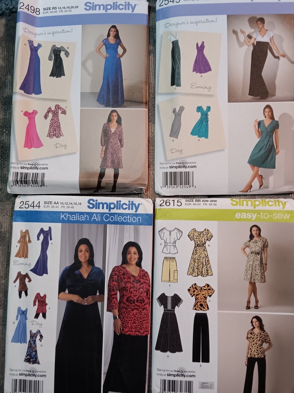 Simplicity Women's Maxi Dress Pattern Pack — Blue, Teal, Purple, Pink, Black
